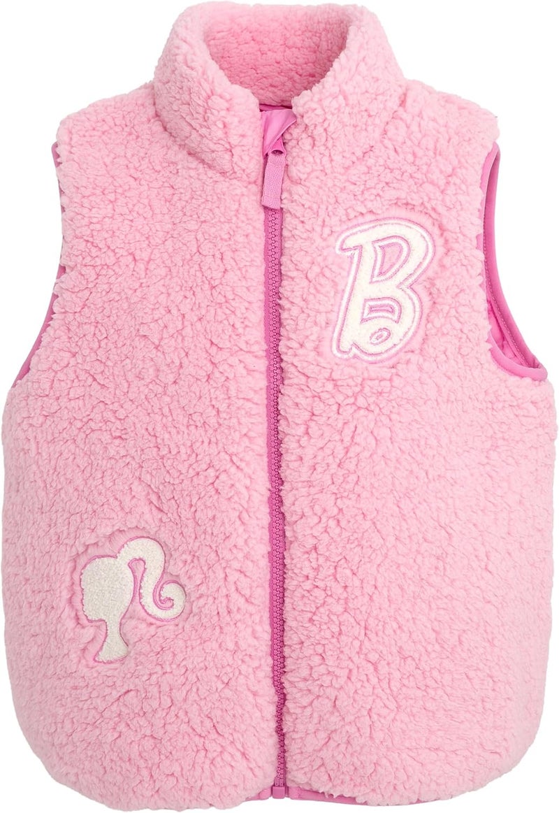 Barbie Girls Faux Shearling Zip Up Jacket Vest Little Kid to Big Kid Sizes (4-14-16) - Image 1